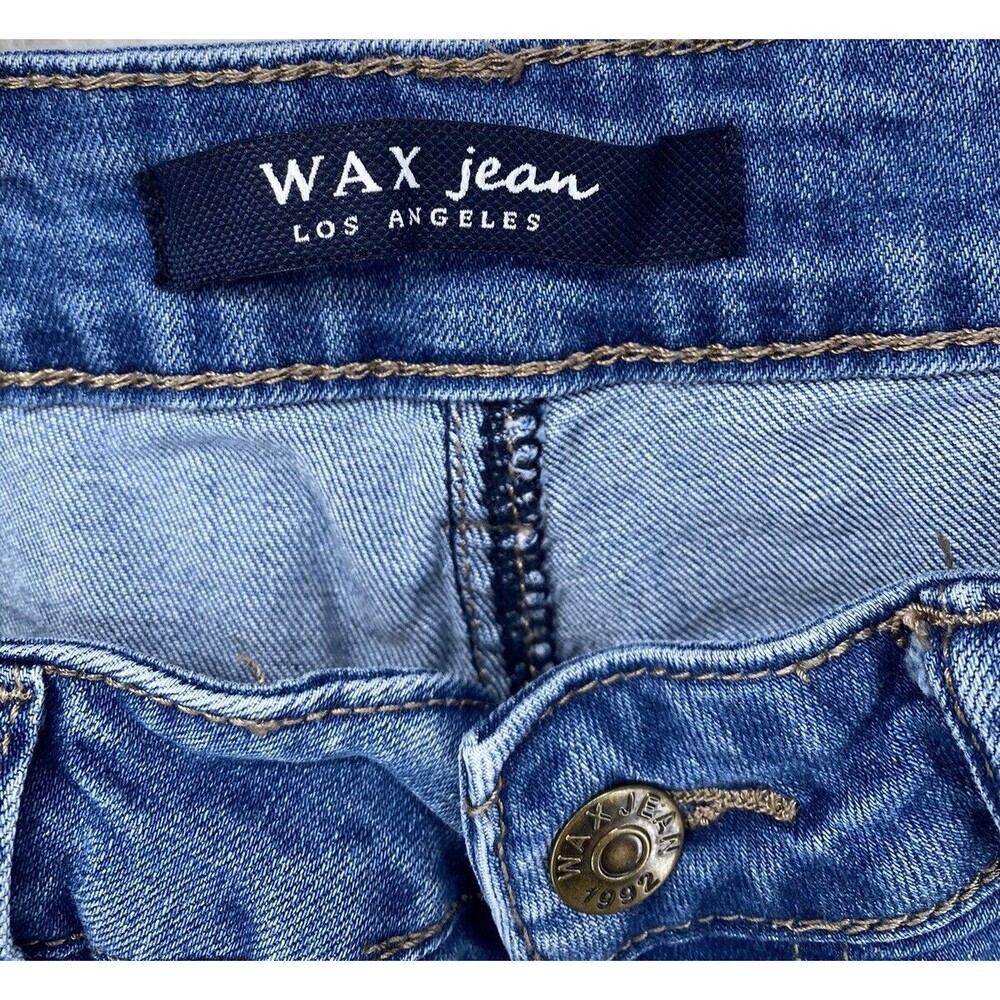 Wax Jean Los Angeles Distressed Skinny Jeans Womens 28 Blue Ripped Stretch Denim - Picture 5 of 15
